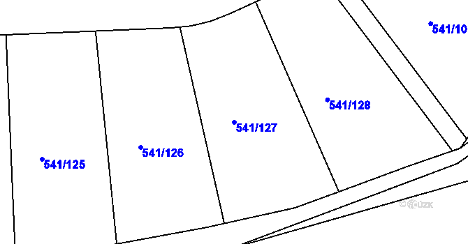 Parcela st. 541/127 v KÚ Hory u Jenišova, Katastrální mapa