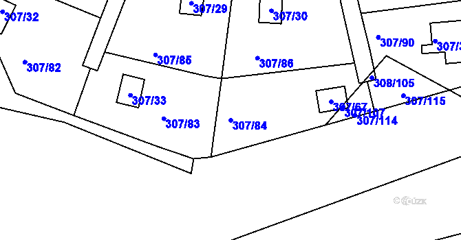 Parcela st. 307/84 v KÚ Jenišov, Katastrální mapa
