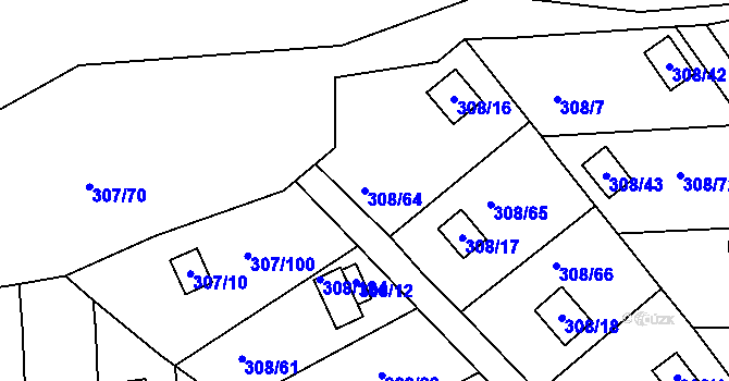 Parcela st. 308/64 v KÚ Jenišov, Katastrální mapa