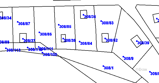 Parcela st. 308/84 v KÚ Jenišov, Katastrální mapa