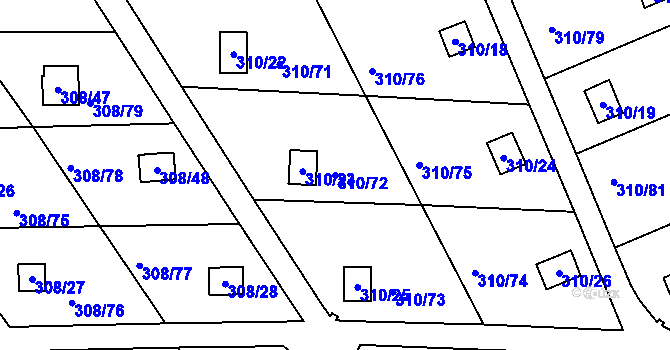 Parcela st. 310/72 v KÚ Jenišov, Katastrální mapa