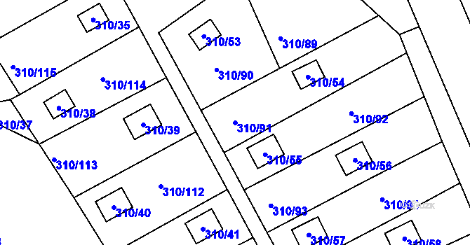 Parcela st. 310/91 v KÚ Jenišov, Katastrální mapa
