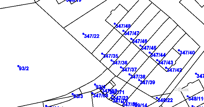 Parcela st. 347/35 v KÚ Jenišov, Katastrální mapa