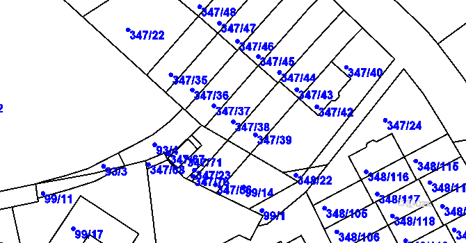 Parcela st. 347/38 v KÚ Jenišov, Katastrální mapa