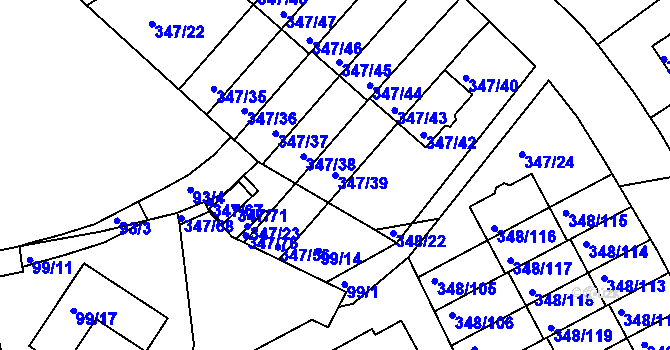 Parcela st. 347/39 v KÚ Jenišov, Katastrální mapa