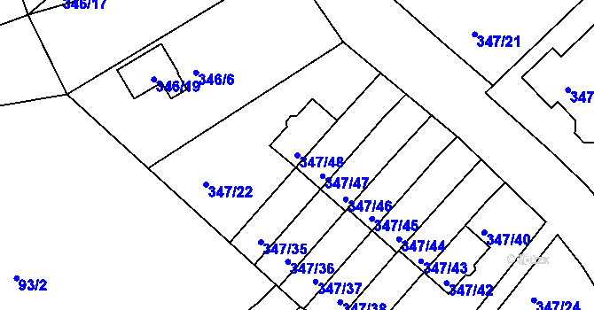 Parcela st. 347/48 v KÚ Jenišov, Katastrální mapa