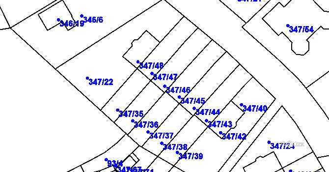 Parcela st. 347/46 v KÚ Jenišov, Katastrální mapa