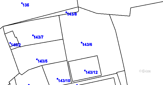 Parcela st. 143/6 v KÚ Jenišov, Katastrální mapa