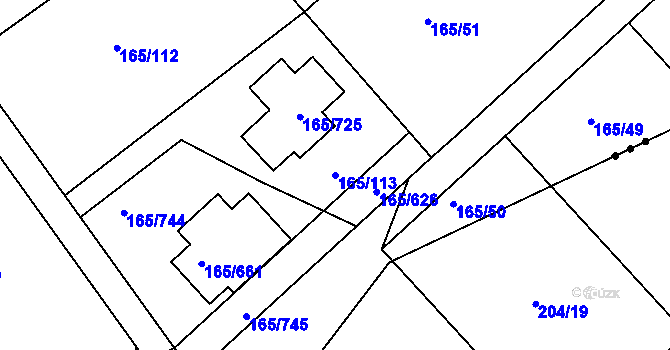 Parcela st. 165/113 v KÚ Jenišov, Katastrální mapa