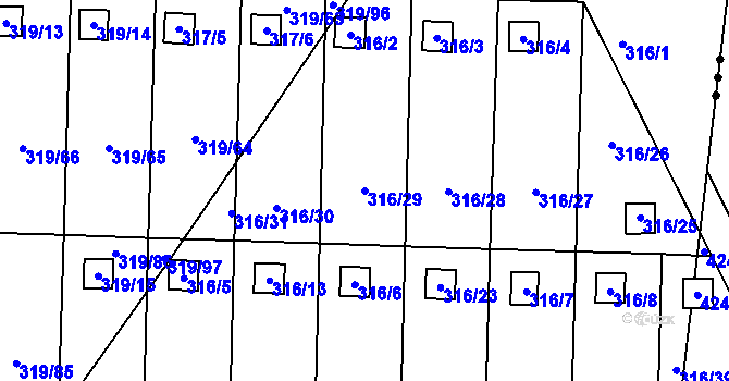 Parcela st. 316/29 v KÚ Jenišov, Katastrální mapa