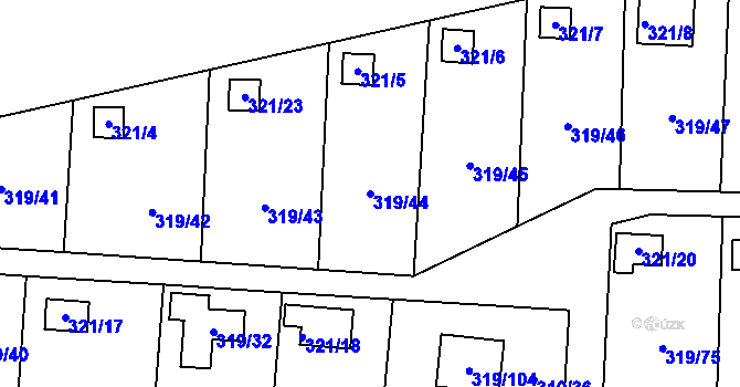 Parcela st. 319/44 v KÚ Jenišov, Katastrální mapa