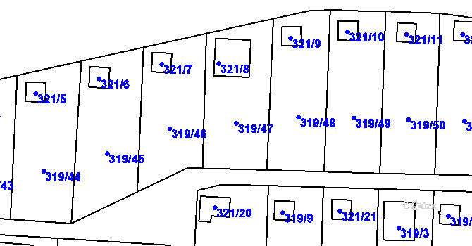Parcela st. 319/47 v KÚ Jenišov, Katastrální mapa