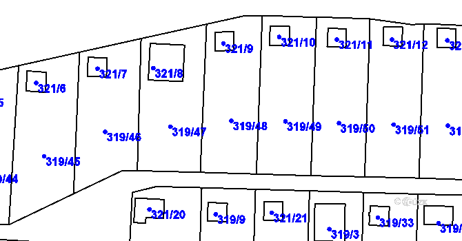 Parcela st. 319/48 v KÚ Jenišov, Katastrální mapa