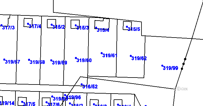 Parcela st. 319/61 v KÚ Jenišov, Katastrální mapa