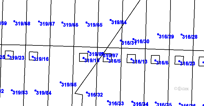 Parcela st. 319/97 v KÚ Jenišov, Katastrální mapa