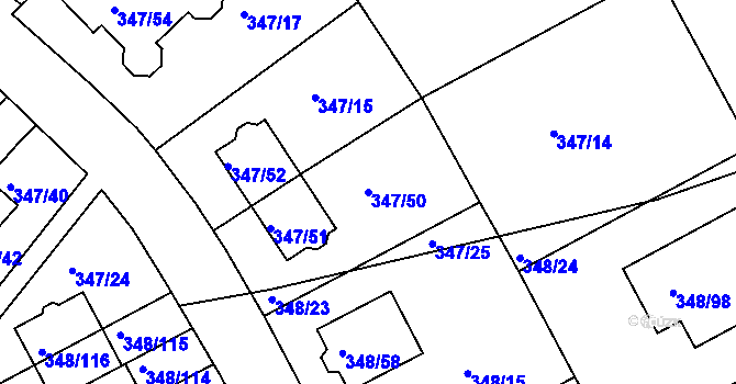 Parcela st. 347/50 v KÚ Jenišov, Katastrální mapa