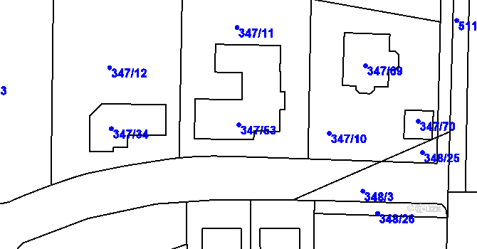 Parcela st. 347/53 v KÚ Jenišov, Katastrální mapa