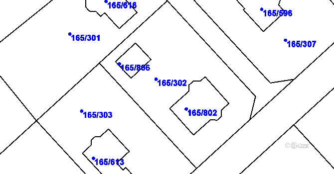 Parcela st. 165/302 v KÚ Jenišov, Katastrální mapa