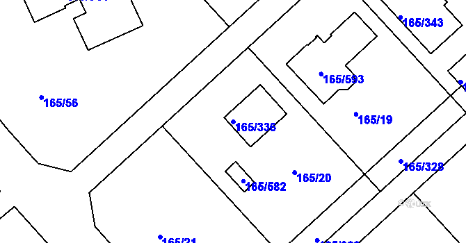 Parcela st. 165/336 v KÚ Jenišov, Katastrální mapa
