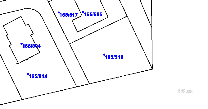 Parcela st. 165/518 v KÚ Jenišov, Katastrální mapa