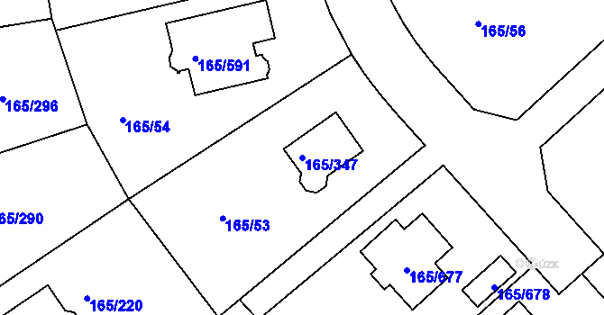 Parcela st. 165/347 v KÚ Jenišov, Katastrální mapa