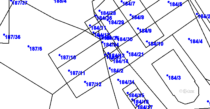 Parcela st. 184/33 v KÚ Jenišov, Katastrální mapa