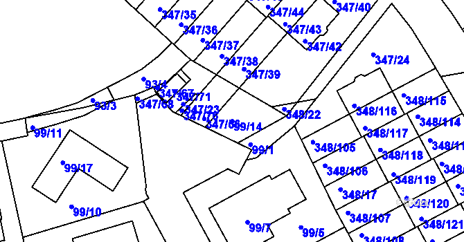 Parcela st. 99/14 v KÚ Jenišov, Katastrální mapa