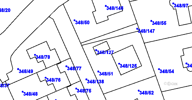 Parcela st. 348/127 v KÚ Jenišov, Katastrální mapa