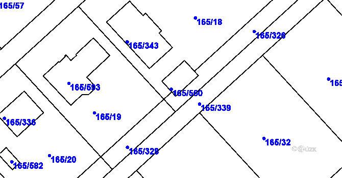 Parcela st. 165/560 v KÚ Jenišov, Katastrální mapa