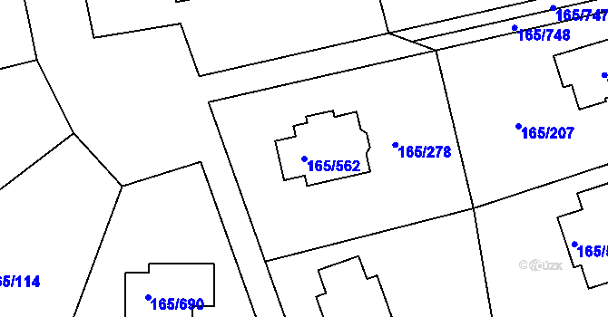 Parcela st. 165/562 v KÚ Jenišov, Katastrální mapa