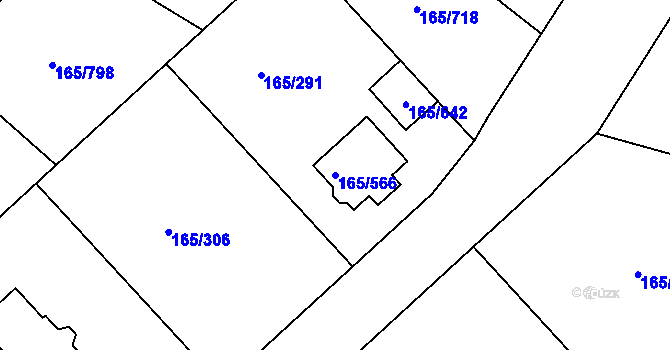 Parcela st. 165/566 v KÚ Jenišov, Katastrální mapa