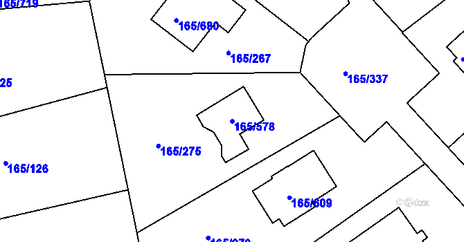 Parcela st. 165/578 v KÚ Jenišov, Katastrální mapa