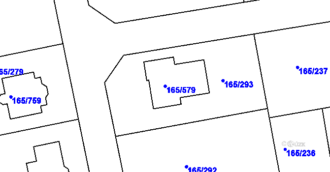 Parcela st. 165/579 v KÚ Jenišov, Katastrální mapa