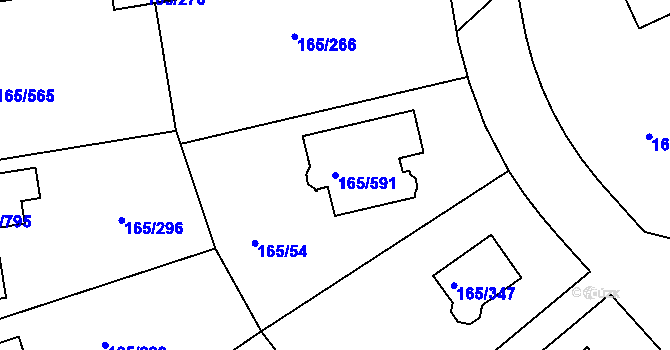 Parcela st. 165/591 v KÚ Jenišov, Katastrální mapa