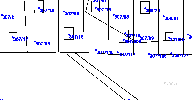 Parcela st. 307/116 v KÚ Jenišov, Katastrální mapa