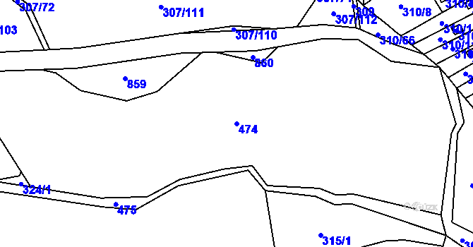 Parcela st. 474 v KÚ Jenišov, Katastrální mapa