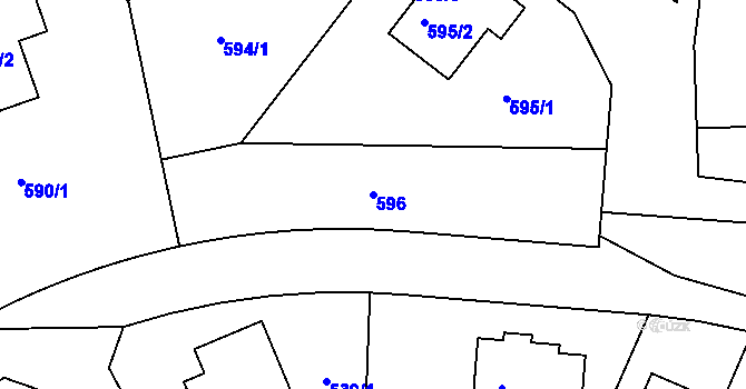 Parcela st. 596 v KÚ Jenišov, Katastrální mapa