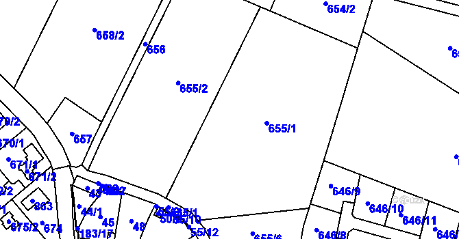 Parcela st. 655 v KÚ Jenišov, Katastrální mapa