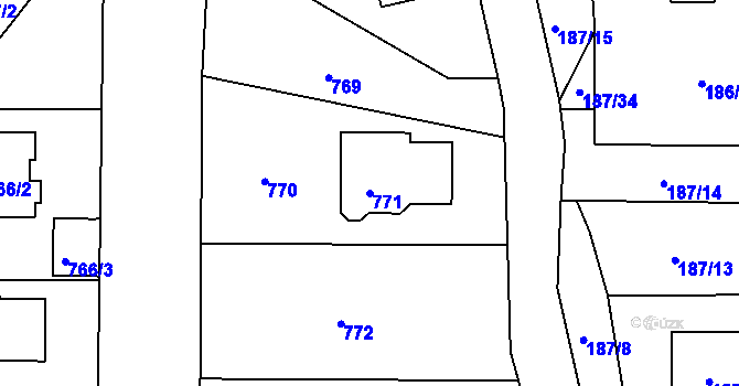 Parcela st. 771 v KÚ Jenišov, Katastrální mapa