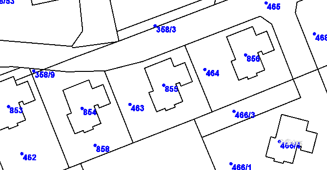 Parcela st. 855 v KÚ Jenišov, Katastrální mapa