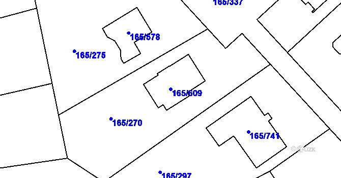 Parcela st. 165/609 v KÚ Jenišov, Katastrální mapa