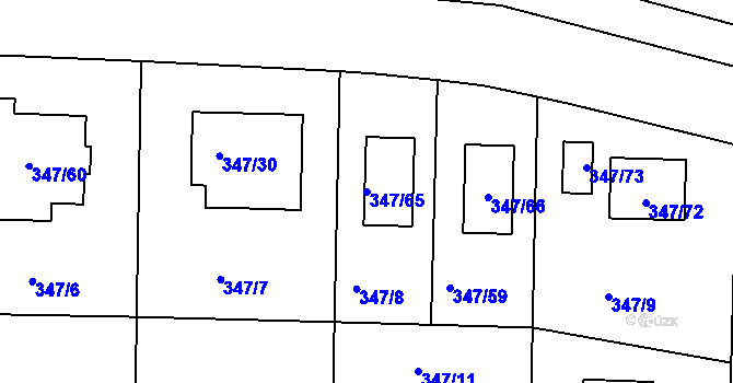 Parcela st. 347/65 v KÚ Jenišov, Katastrální mapa