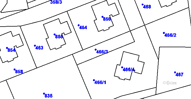 Parcela st. 466/3 v KÚ Jenišov, Katastrální mapa