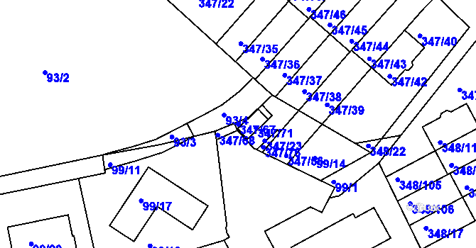 Parcela st. 347/67 v KÚ Jenišov, Katastrální mapa