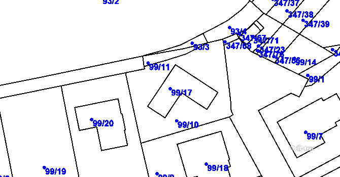 Parcela st. 99/17 v KÚ Jenišov, Katastrální mapa