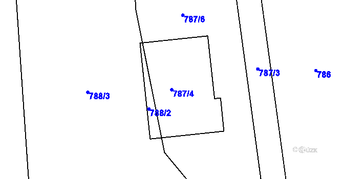 Parcela st. 787/4 v KÚ Jenišov, Katastrální mapa