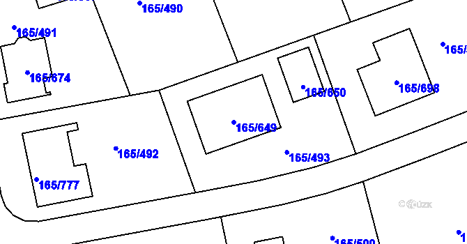 Parcela st. 165/649 v KÚ Jenišov, Katastrální mapa