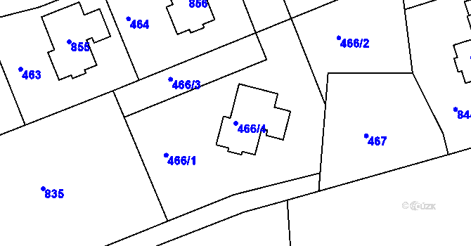 Parcela st. 466/4 v KÚ Jenišov, Katastrální mapa