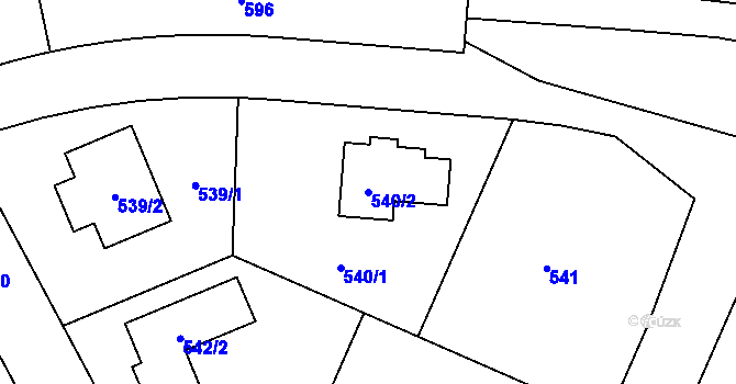 Parcela st. 540/2 v KÚ Jenišov, Katastrální mapa