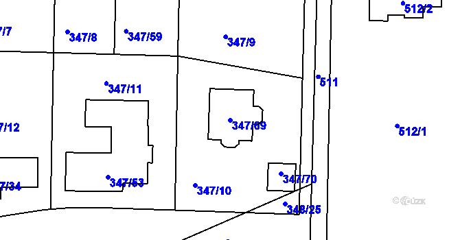 Parcela st. 347/69 v KÚ Jenišov, Katastrální mapa